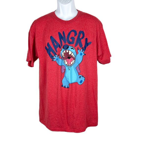 Lilo & Stitch Shirt Men Large Red Short Sleeve Disney Hangry Graphic Tee - Picture 1 of 10